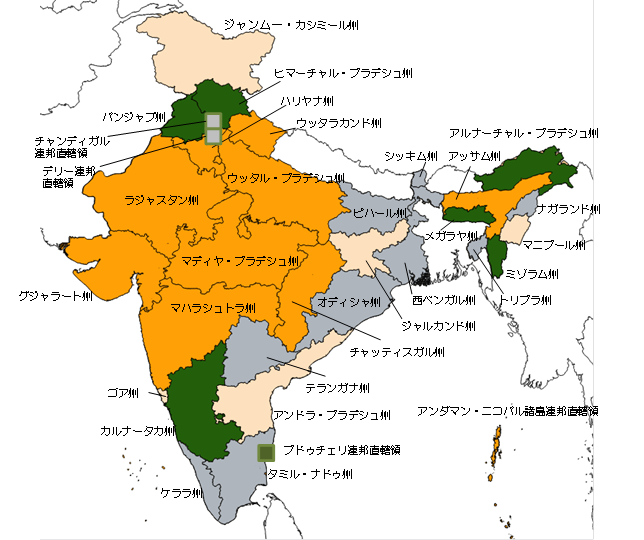 【図表２】インドの州政権（出所：インド選挙管理委員会、各種報道等から住友商事グローバルリサーチ作成）