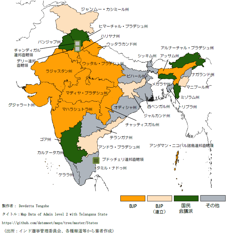 インド：最大州の議会選でモディ首相の与党が圧勝