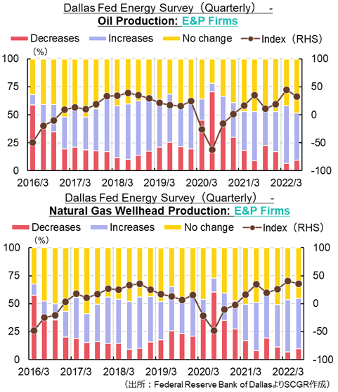 石油・ガス生産（出所：Federal Reserve Bank of Dallasより住友商事グローバルリサーチ作成）