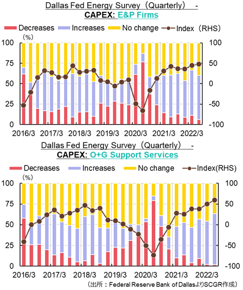 設備投資（出所：Federal Reserve Bank of Dallasより住友商事グローバルリサーチ作成）